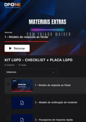 Modulo - Checklist LGPD - DPOne